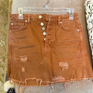 Free People burnt orange denim mini skirt